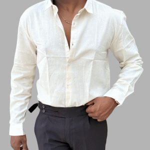 Irish Linen Shirt – Ivory Mist
