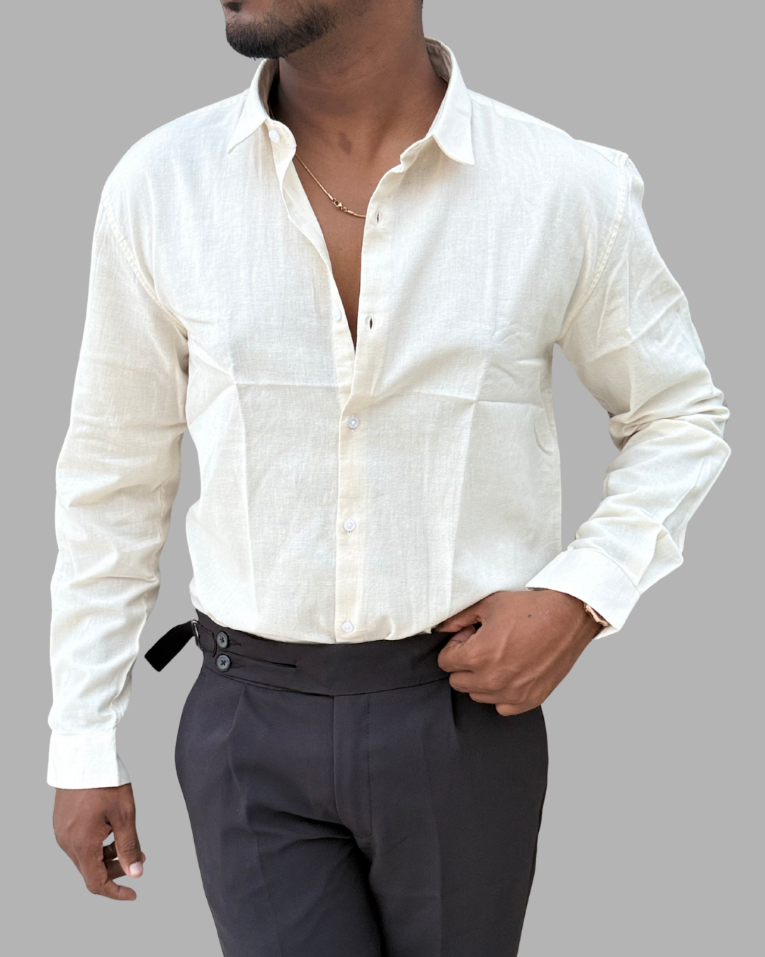 Irish Linen Shirt – Ivory Mist
