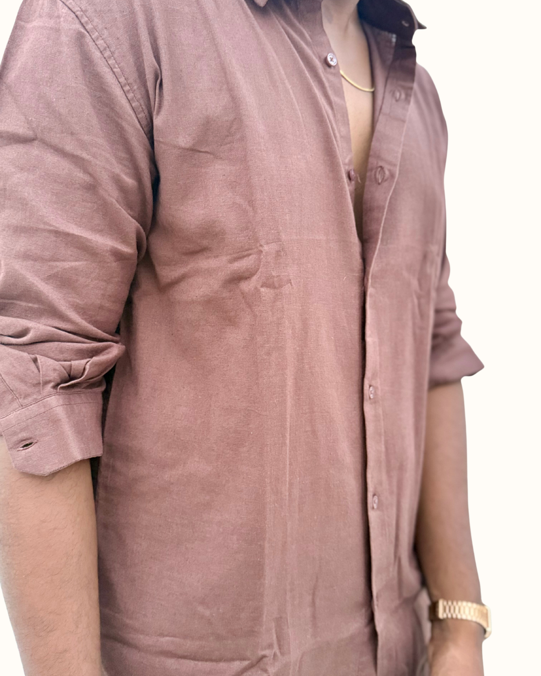 Irish Linen Shirt – Cocoa brown - Image 3